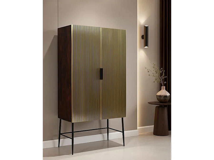 Moon - Meuble bar finition laiton vieilli