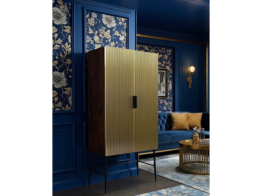 Moon - Meuble bar finition laiton vieilli