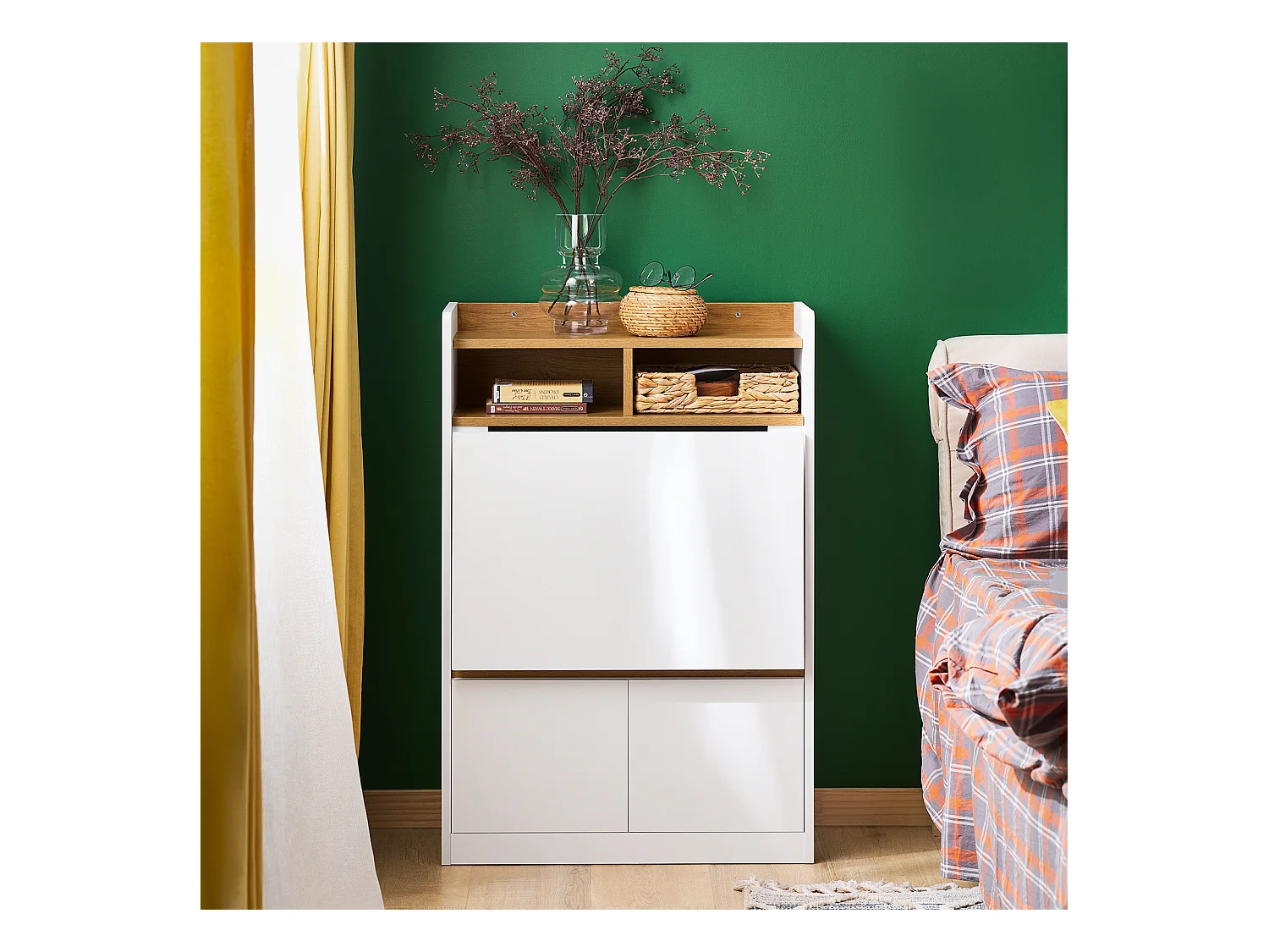 SoBuy FWT109-WN Opvouwbaar bureau, opklapbare computertafel, bureautafel, klein bureau met planken, werktafel, computertafel