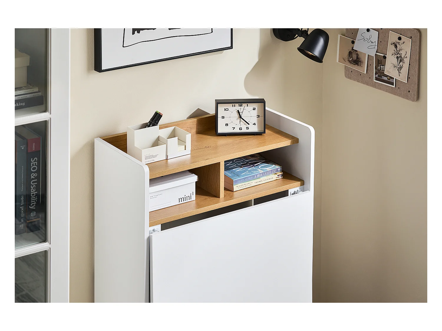 SoBuy FWT109-WN Opvouwbaar bureau, opklapbare computertafel, bureautafel, klein bureau met planken, werktafel, computertafel