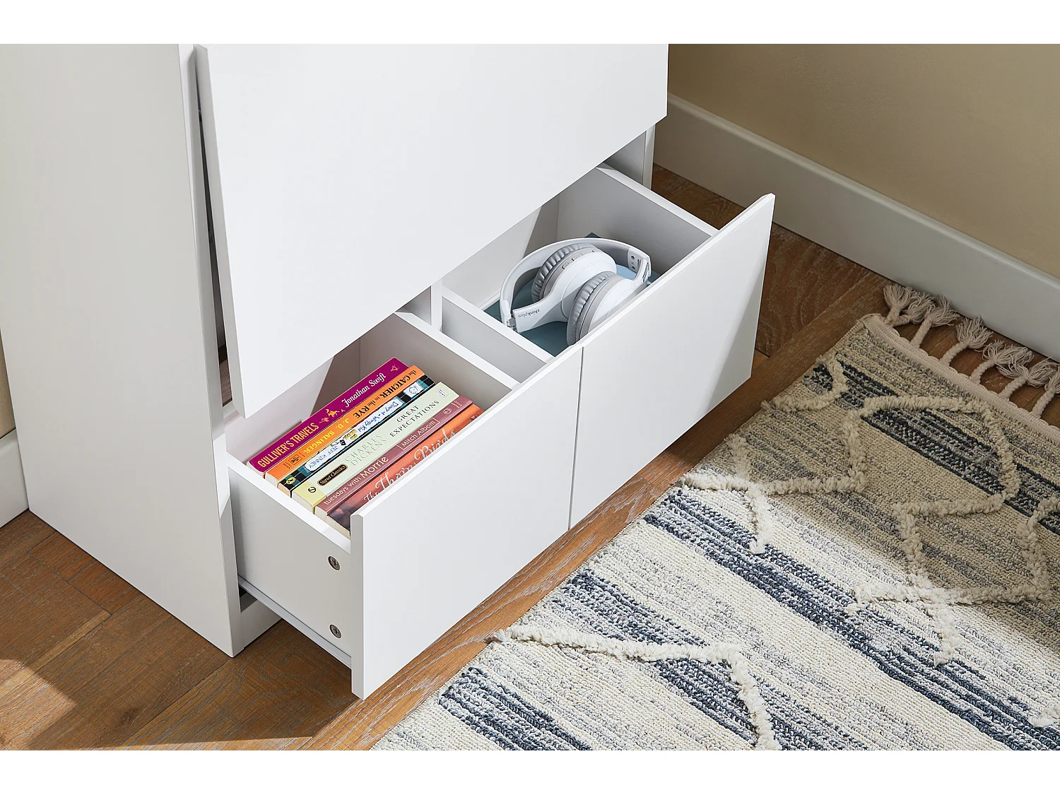 SoBuy FWT109-WN Bureau Pliant, Table d'Ordinateur Rabattable, Table de Bureau, Petite Bureau avec Étagères de Rangement, Table de Travail, Table Informatique