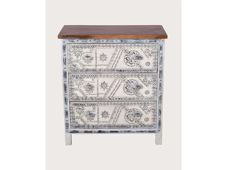 Blossom - Commode en bois massif sculpté 85 cm
