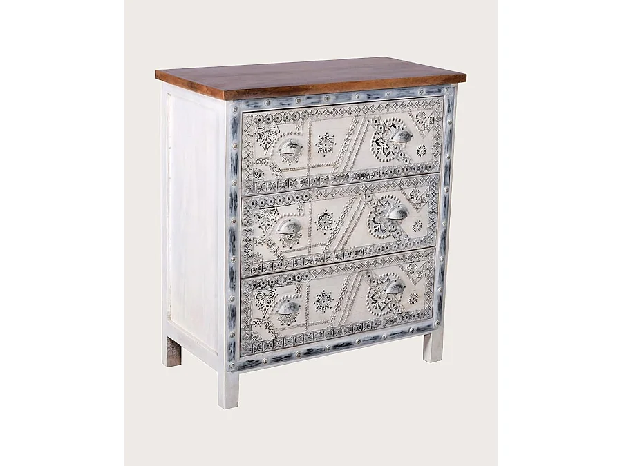 Blossom - Commode en bois massif sculpté 85 cm