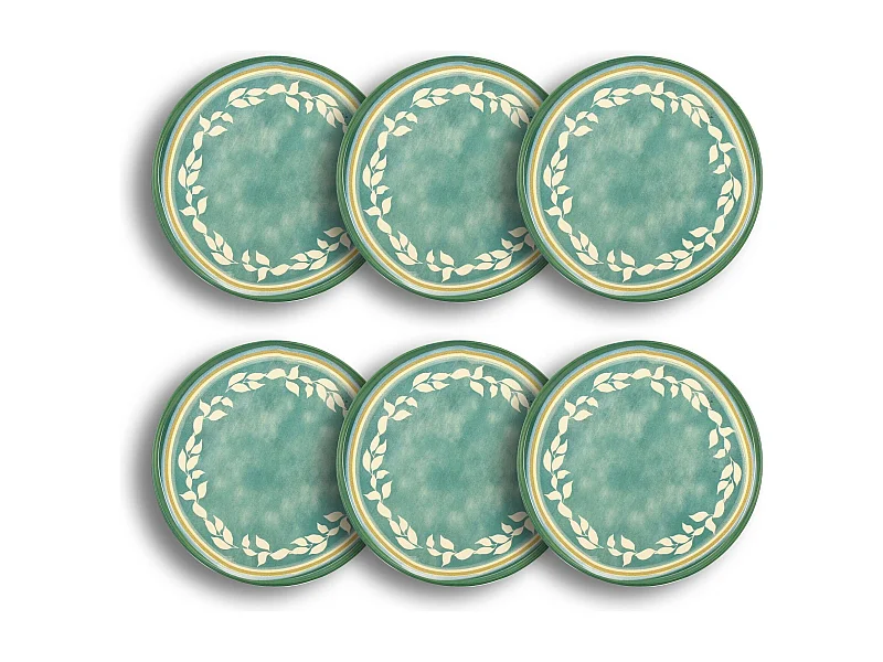 Novastyl - Lot 6 Assiettes Plates Capria 28cm En Faience Vert