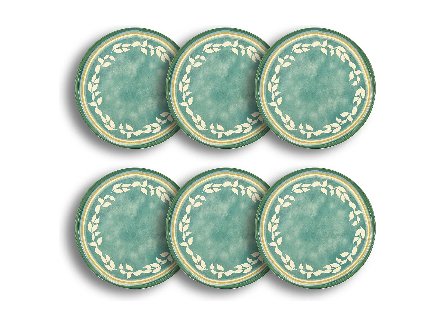 Novastyl - Lot 6 Assiettes Plates Capria 28cm En Faience Vert