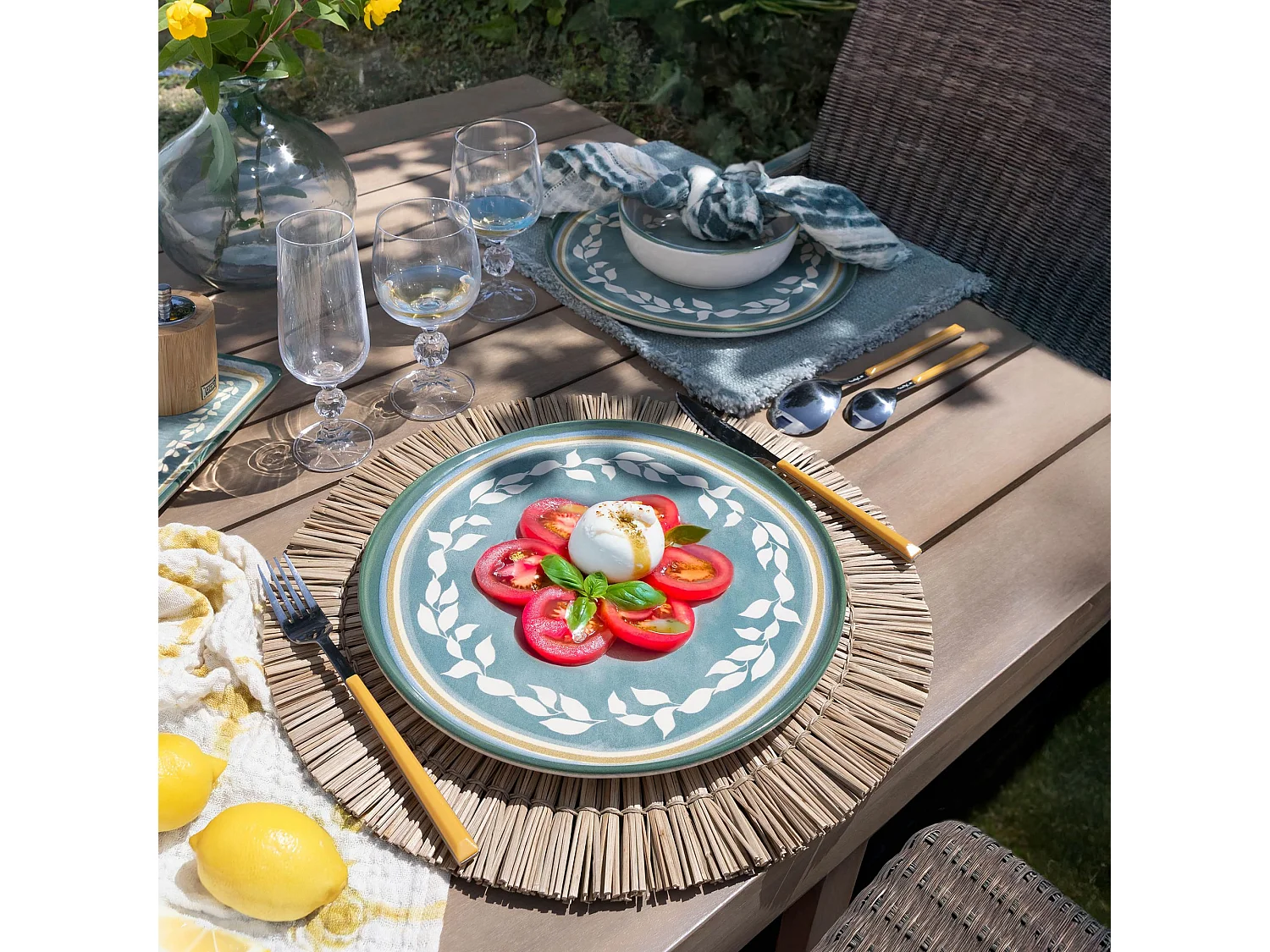 Novastyl - Lot 6 Assiettes Plates Capria 28cm En Faience Vert