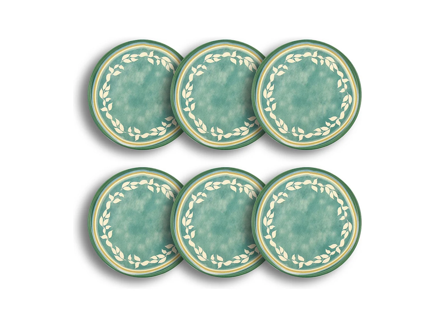 Novastyl - Lot 6 Assiettes Plates Capria 28cm En Faience Vert