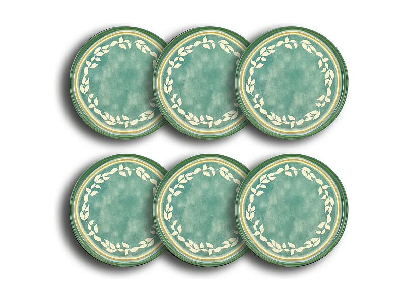 Novastyl - Lot6 Assiettes A Dessert Capria 21cm En Faience Vert