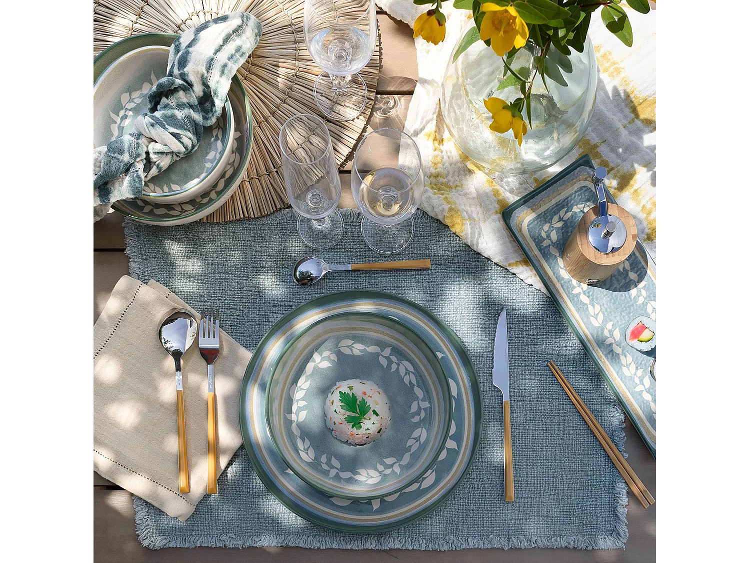 Novastyl - Lot6 Assiettes A Dessert Capria 21cm En Faience Vert