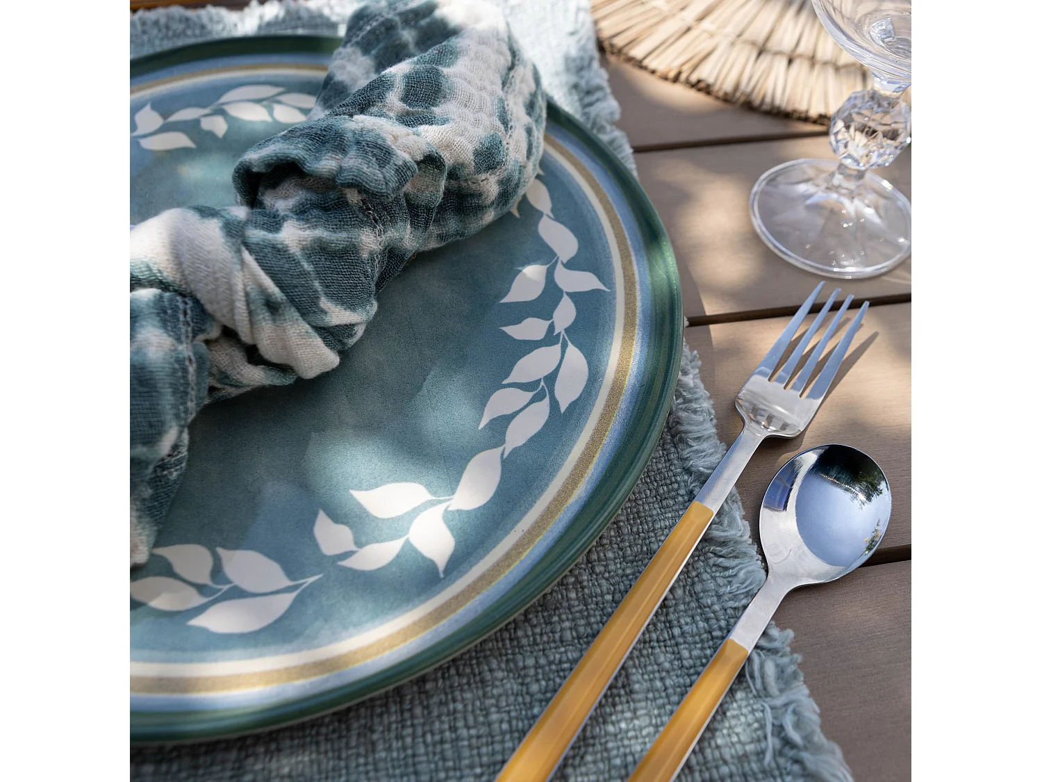 Novastyl - Lot6 Assiettes A Dessert Capria 21cm En Faience Vert