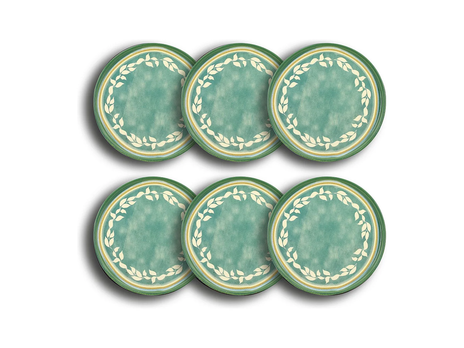 Novastyl - Lot6 Assiettes A Dessert Capria 21cm En Faience Vert