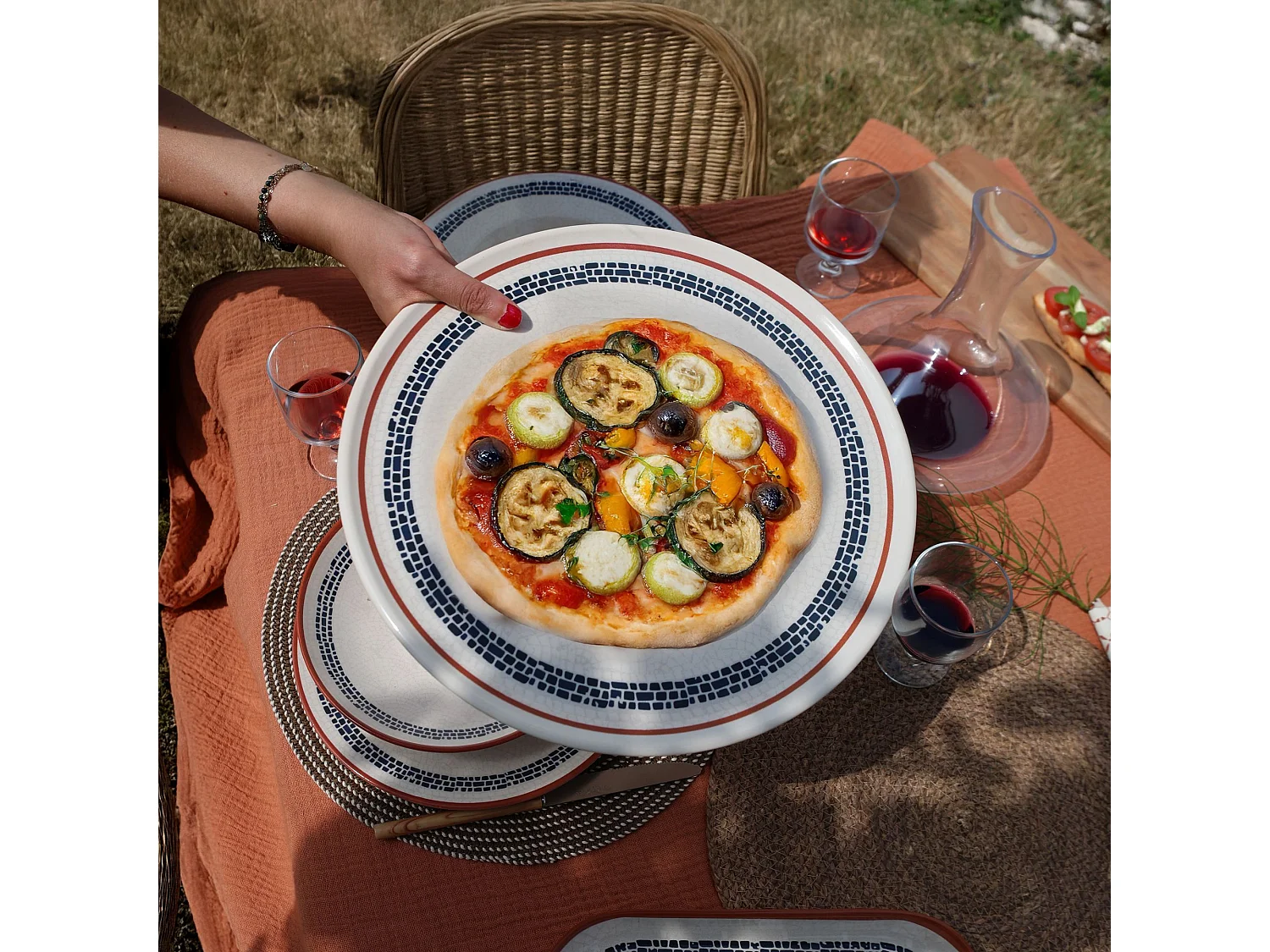 Novastyl - Lot 6 Assiettes A Pizza Amatxi 32cm En Faience Blanc