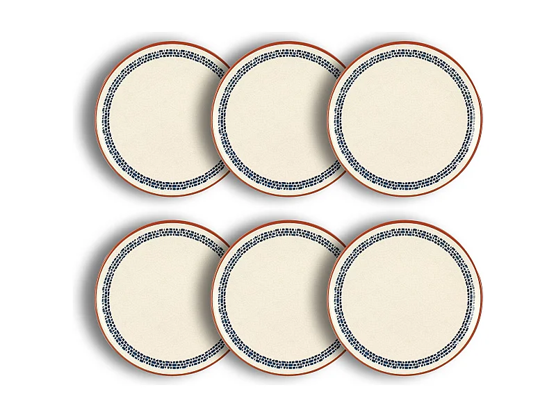 Novastyl - Lot 6 Assiettes A Dessert Amatxi 20cm En Faience Blanc