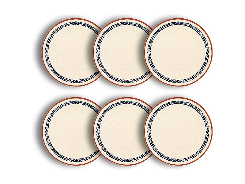 Novastyl - Lot 6 Assiettes Plates Amatxi 25cm En Faience Blanc