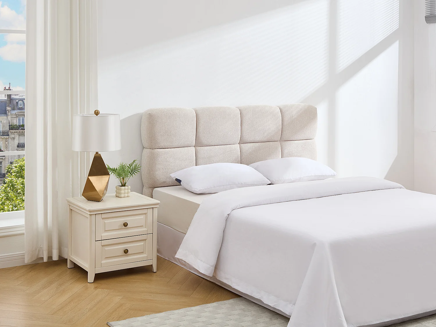 Tête de lit 140 cm - Tissu texturé - Beige - DAMADO de Pascal Morabito