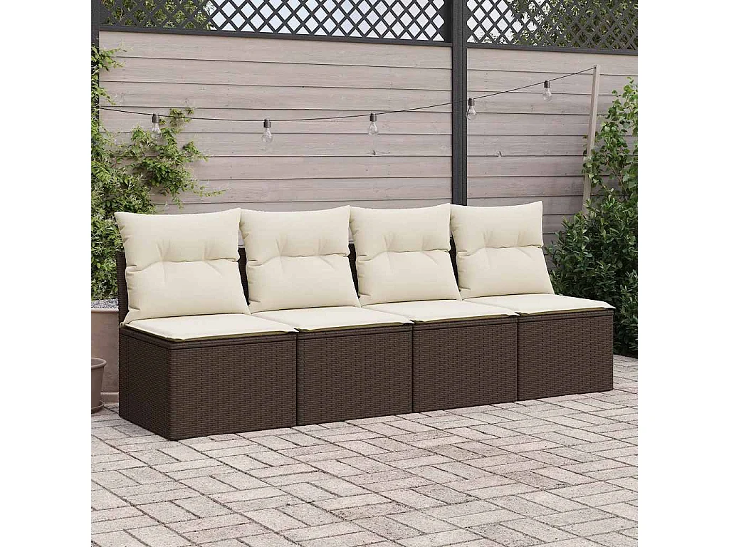 Set mobili da giardino con cuscini 2pz marrone resina vimini acacia