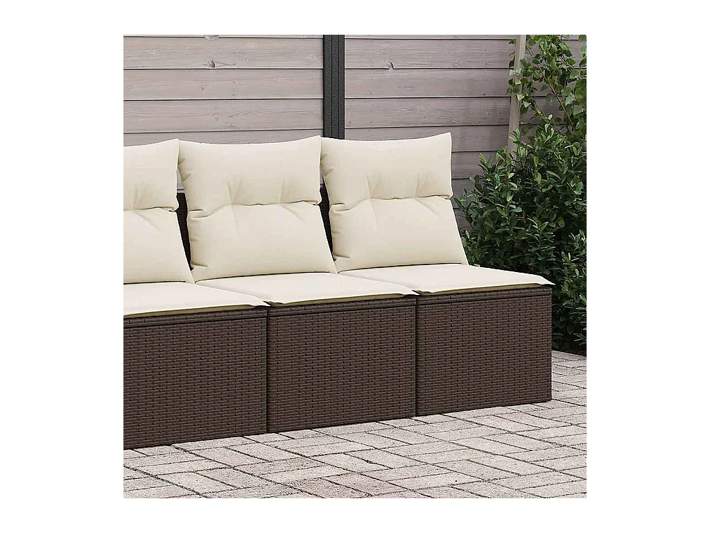 Salon de jardin avec coussins 2pcs marron résine tressée acacia