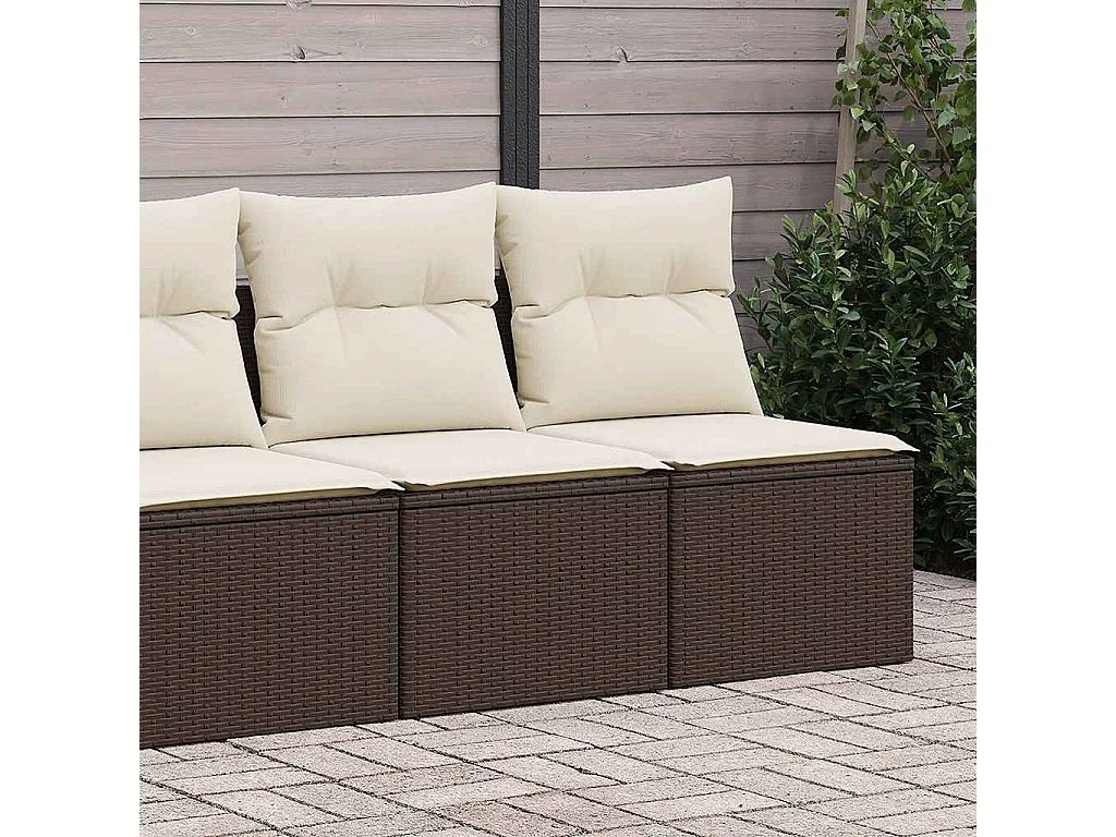 Salon de jardin avec coussins 2pcs marron résine tressée acacia