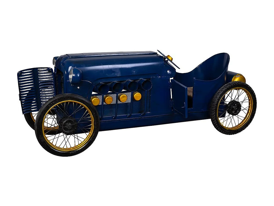 Voiture bar porte-bouteilles en métal bleu 240x75x90