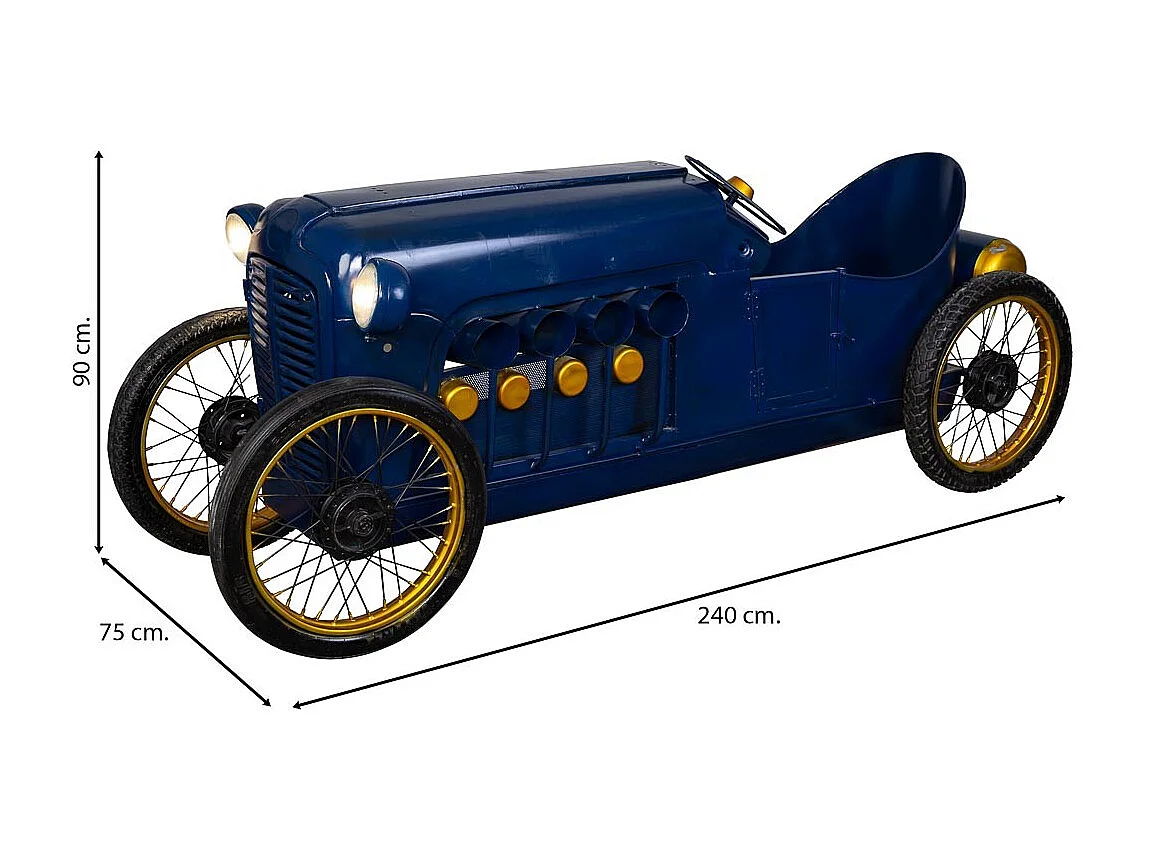 Voiture bar porte-bouteilles en métal bleu 240x75x90