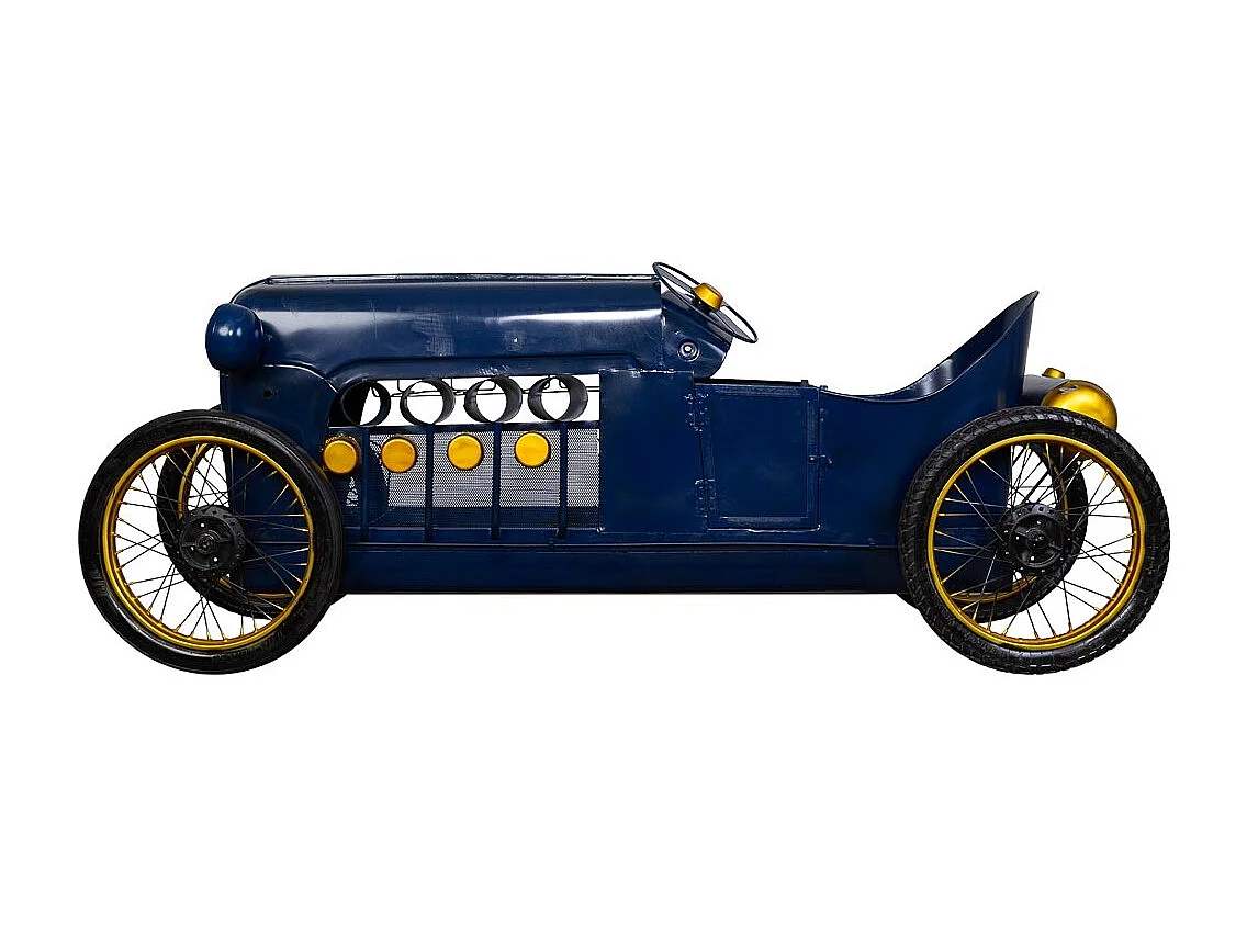 Voiture bar porte-bouteilles en métal bleu 240x75x90