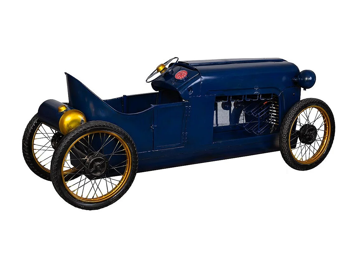 Voiture bar porte-bouteilles en métal bleu 240x75x90