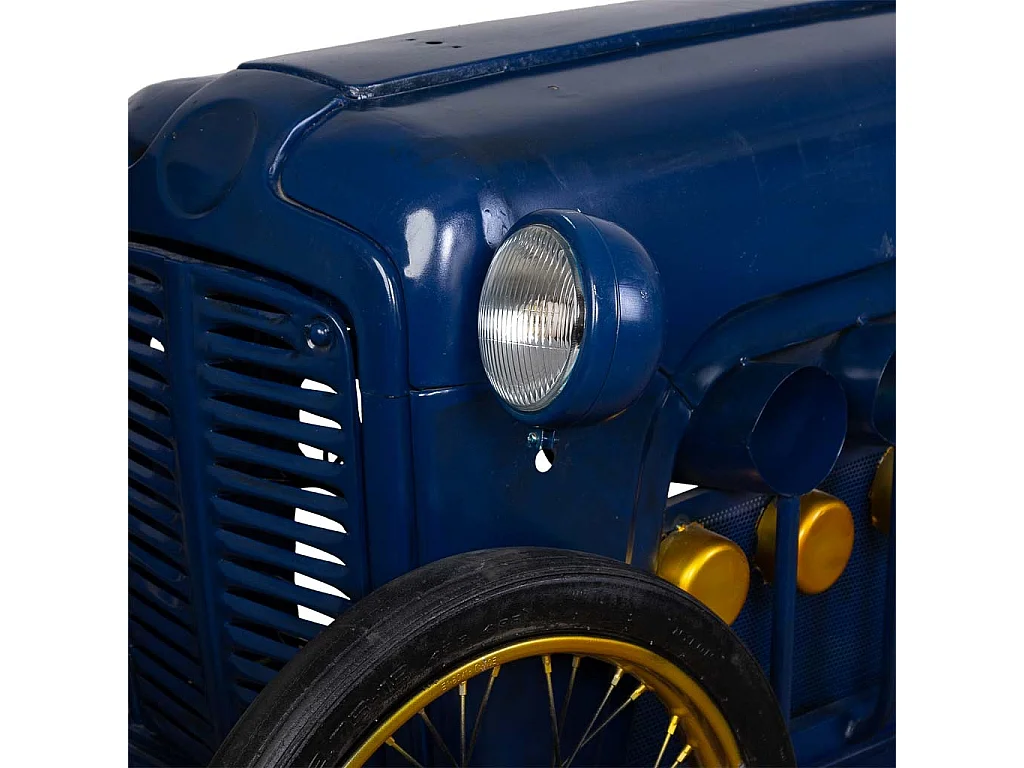 Voiture bar porte-bouteilles en métal bleu 240x75x90