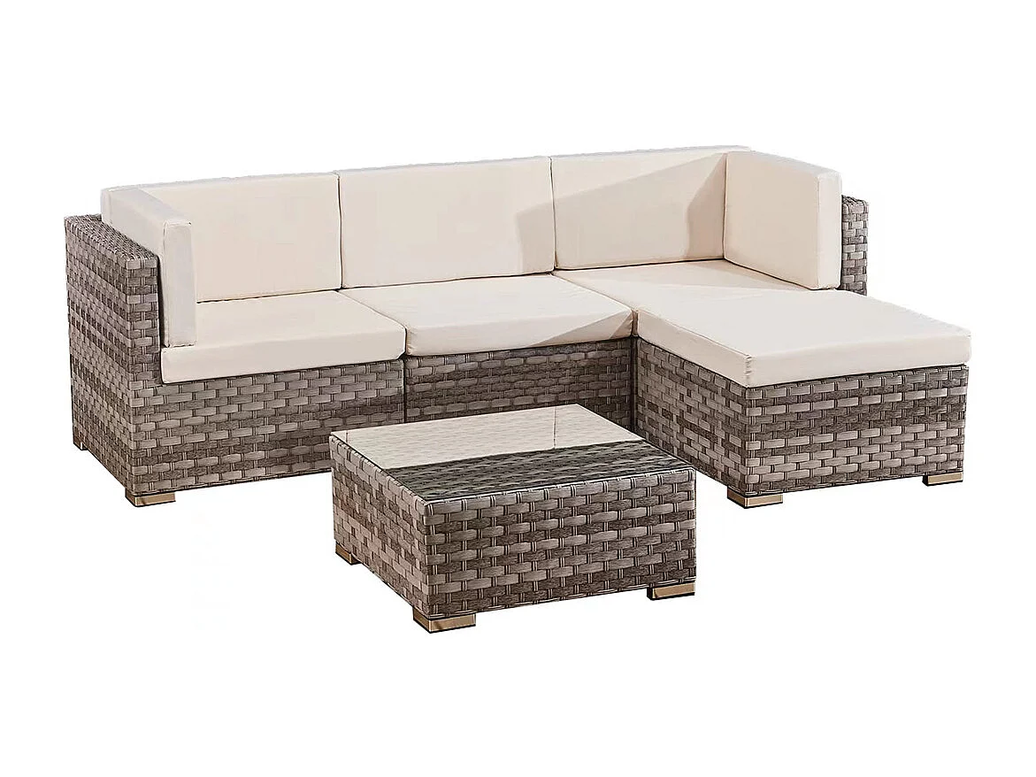 Salon de jardin 4 personnes Napoli Marron