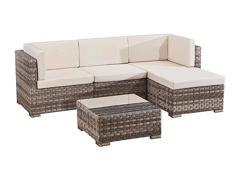 Salon de jardin 4 personnes Napoli Marron