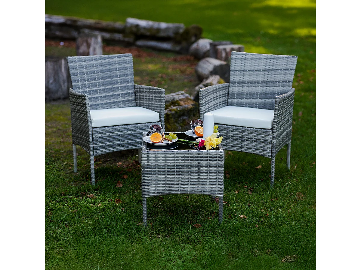 Set di mobili da giardino a 2 posti grigio Monaco