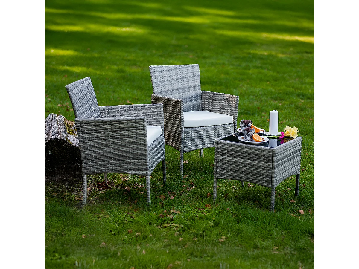 Set di mobili da giardino a 2 posti grigio Monaco