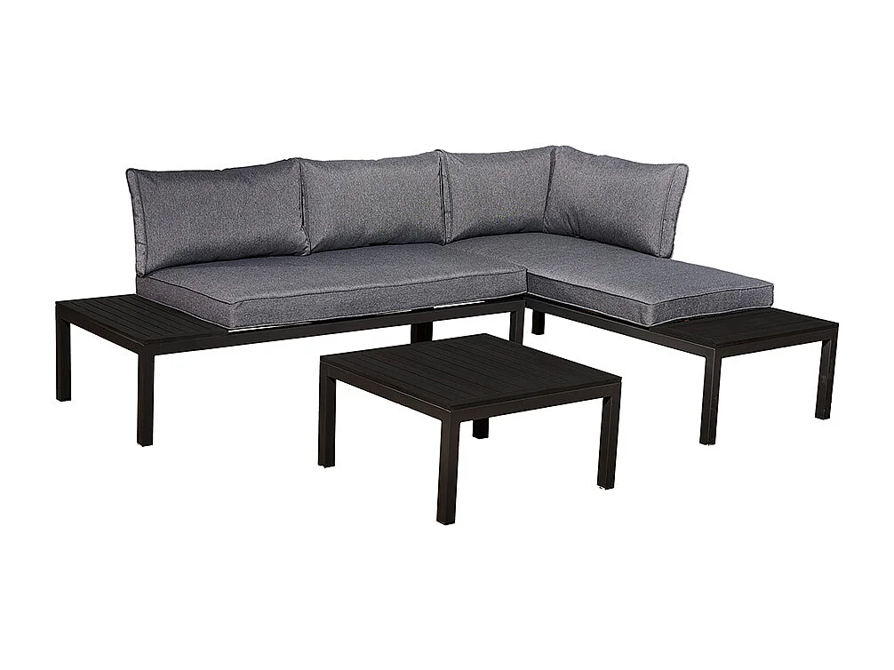 Salon de jardin 4 personnes Corfou Gris et Noir