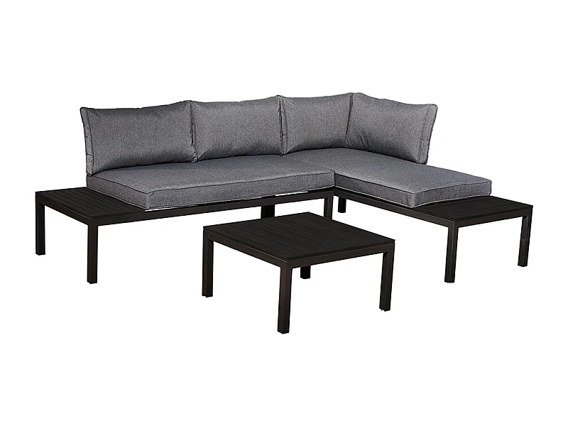Salon de jardin 4 personnes Corfou Gris et Noir