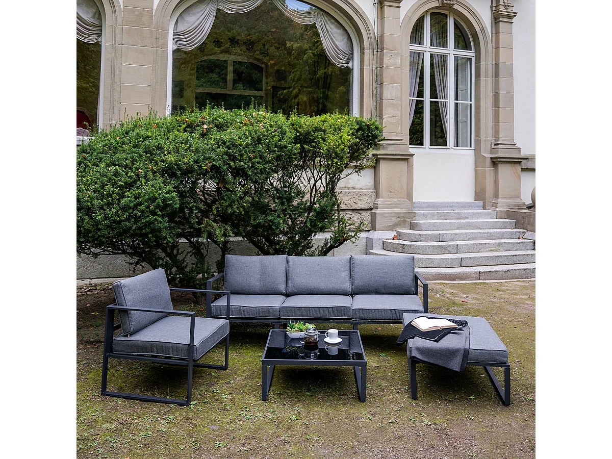 Salon de jardin 4 personnes Sevilla Gris