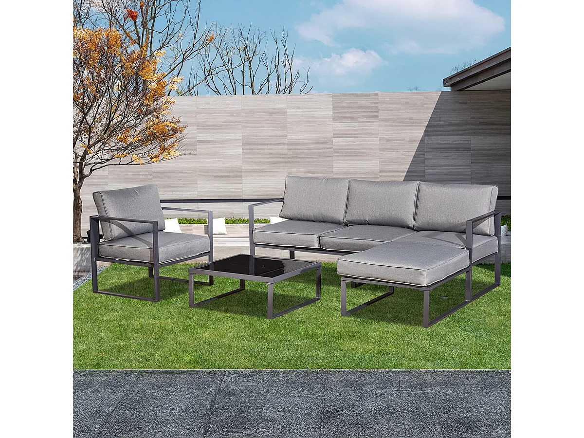 Salon de jardin 4 personnes Sevilla Gris