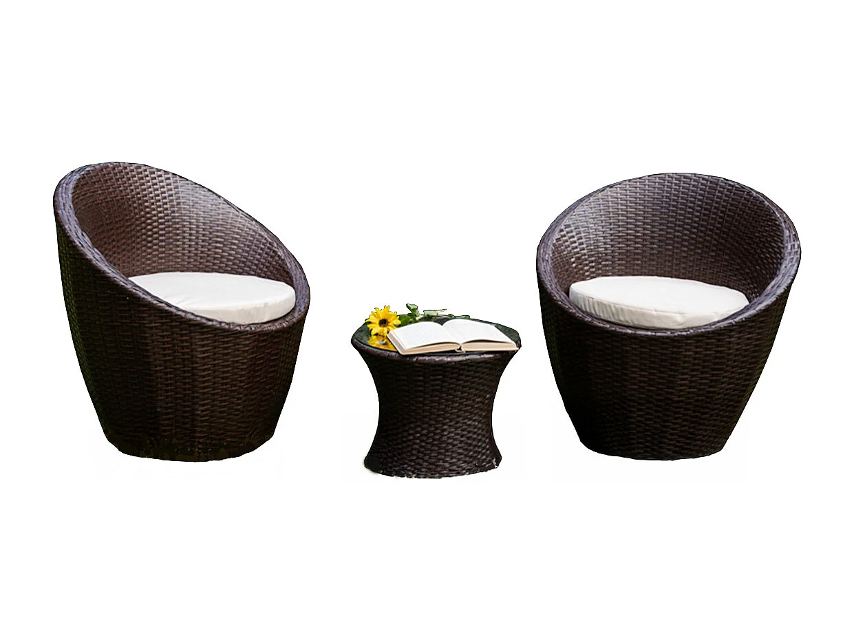 Salon de jardin 2 personnes Los Angeles Marron foncé