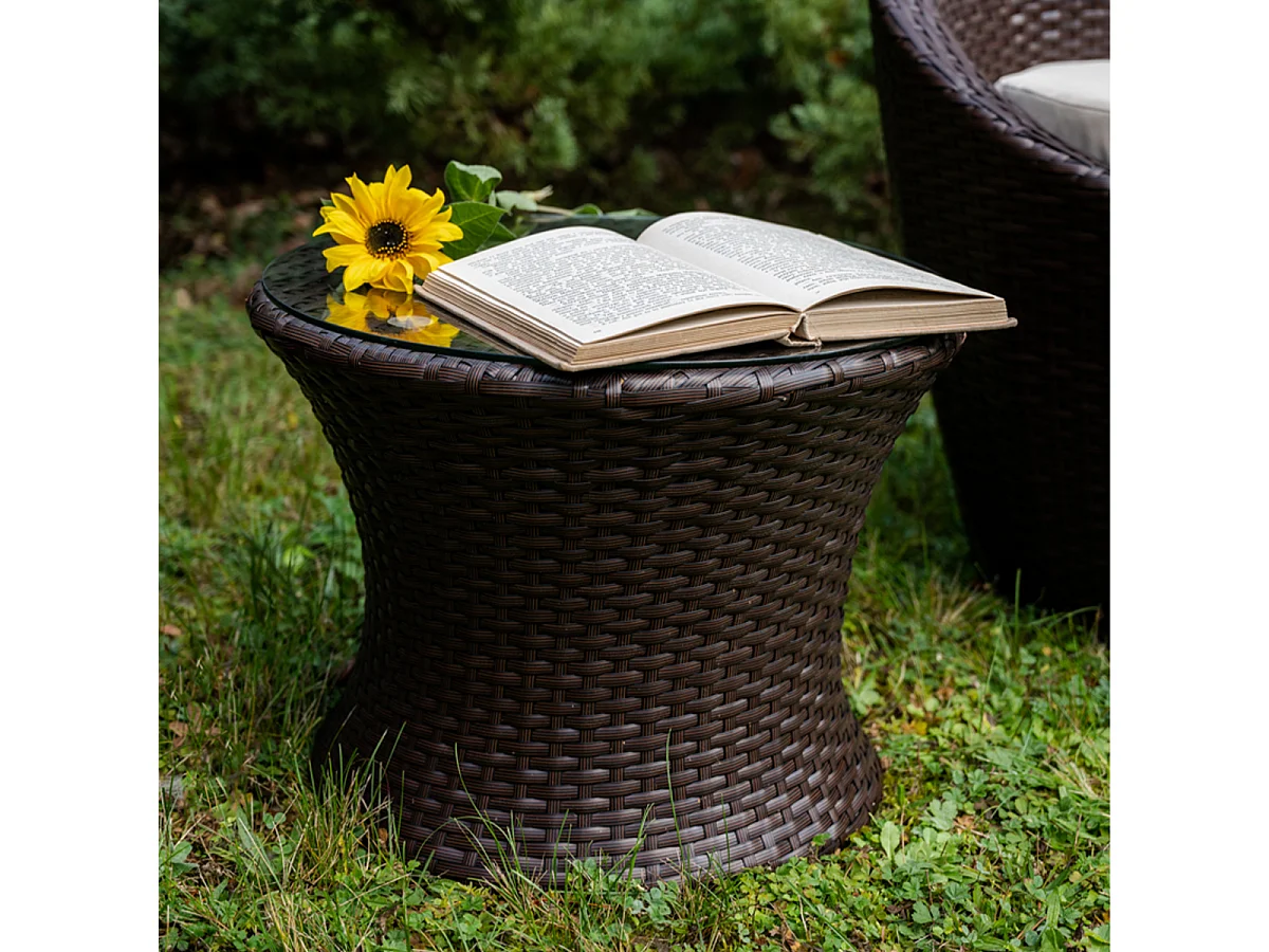 Salon de jardin 2 personnes Los Angeles Marron foncé