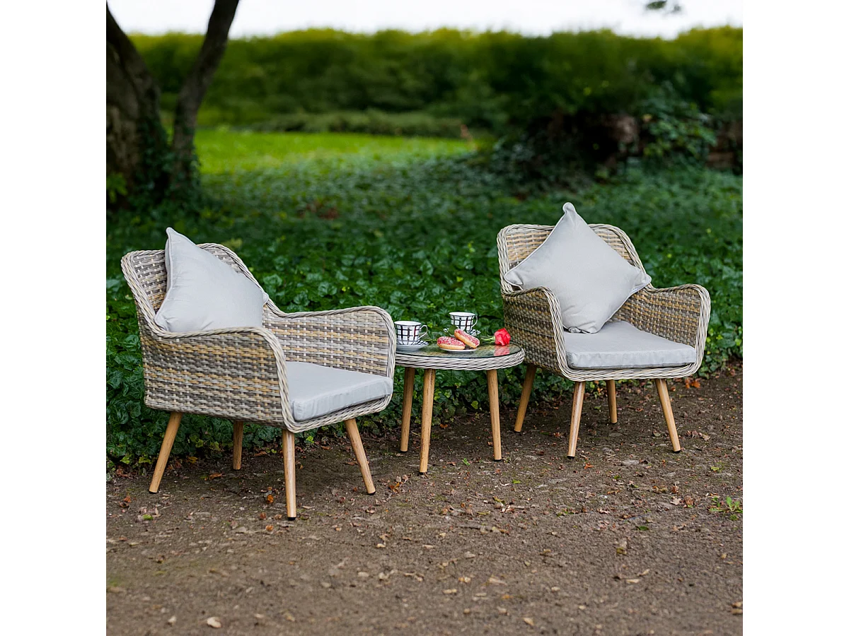 Set de terraza 2 plazas Sydney Gris Beige