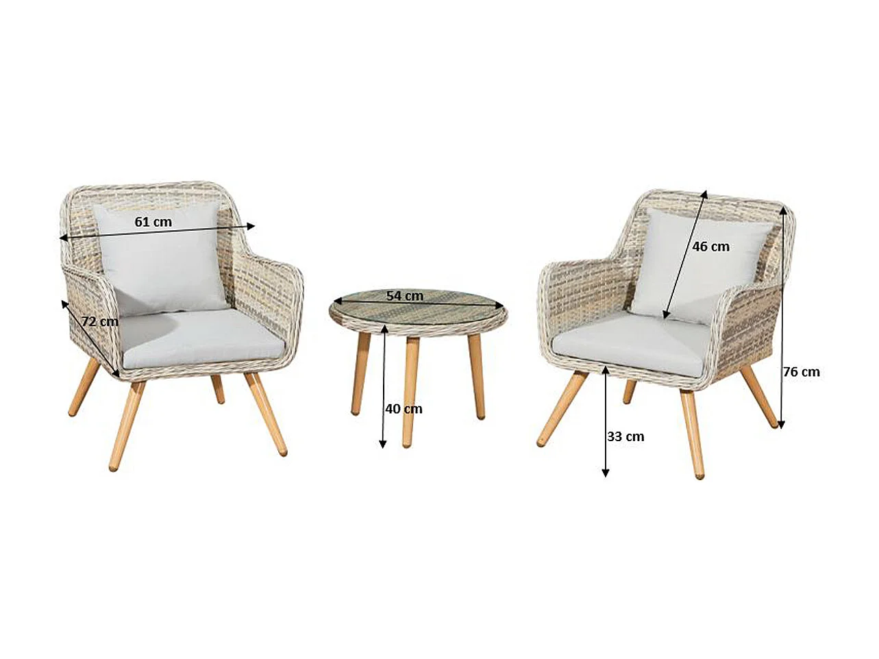 Set de terraza 2 plazas Sydney Gris Beige