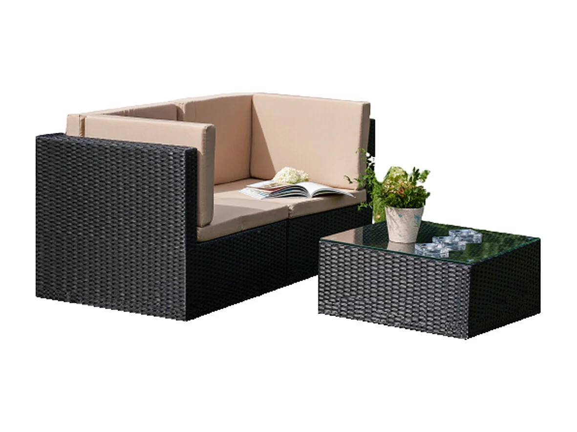 Tuinmeubelset 2 zits Cancun Zwart