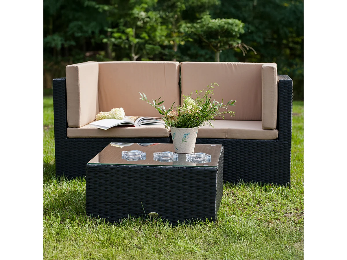 Tuinmeubelset 2 zits Cancun Zwart
