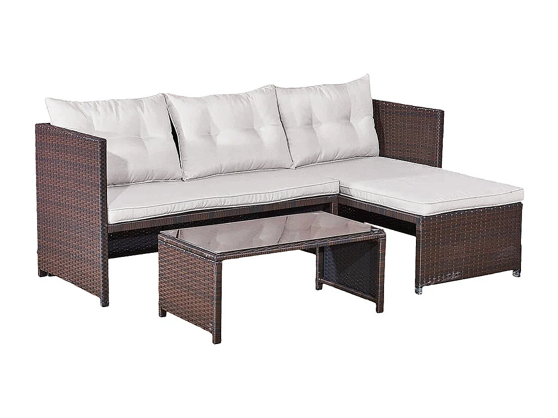 Set di mobili da giardino a 3 posti Malta Brown