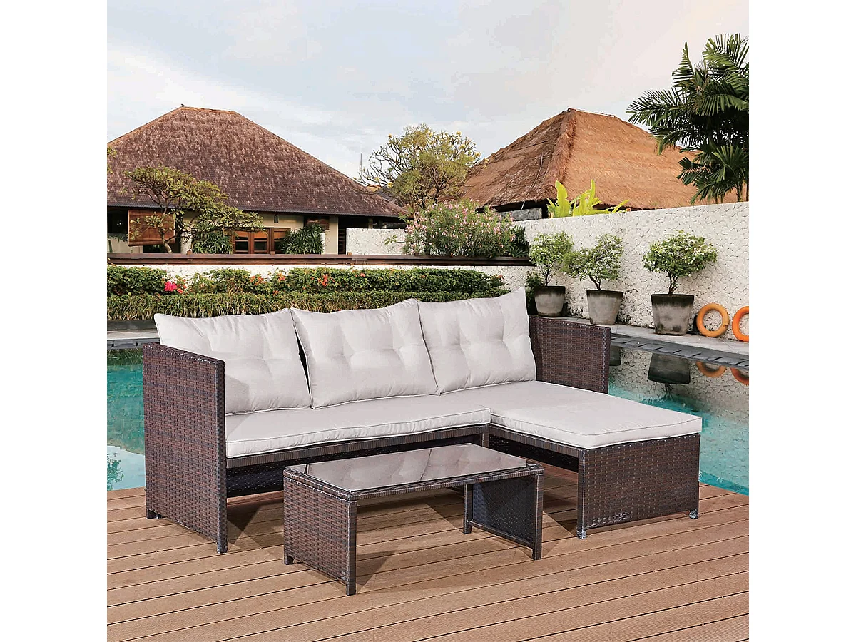 Set di mobili da giardino a 3 posti Malta Brown
