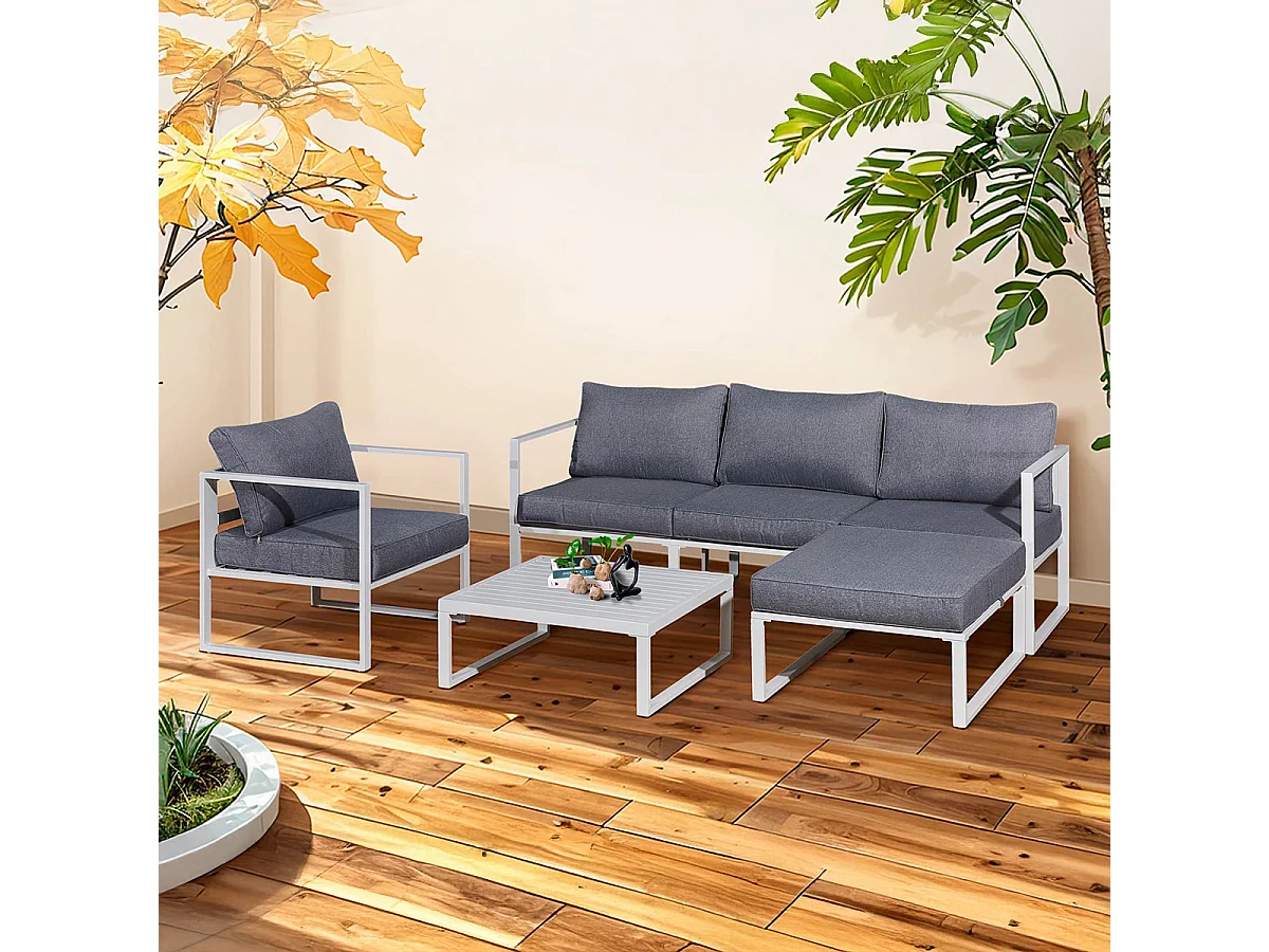 Salon de jardin 4 personnes Sevilla Blanc