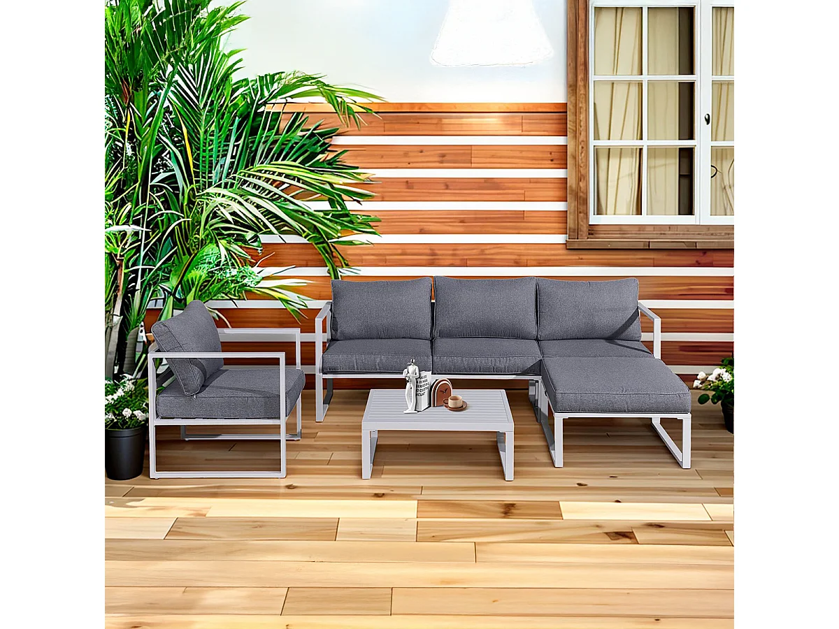 Salon de jardin 4 personnes Sevilla Blanc