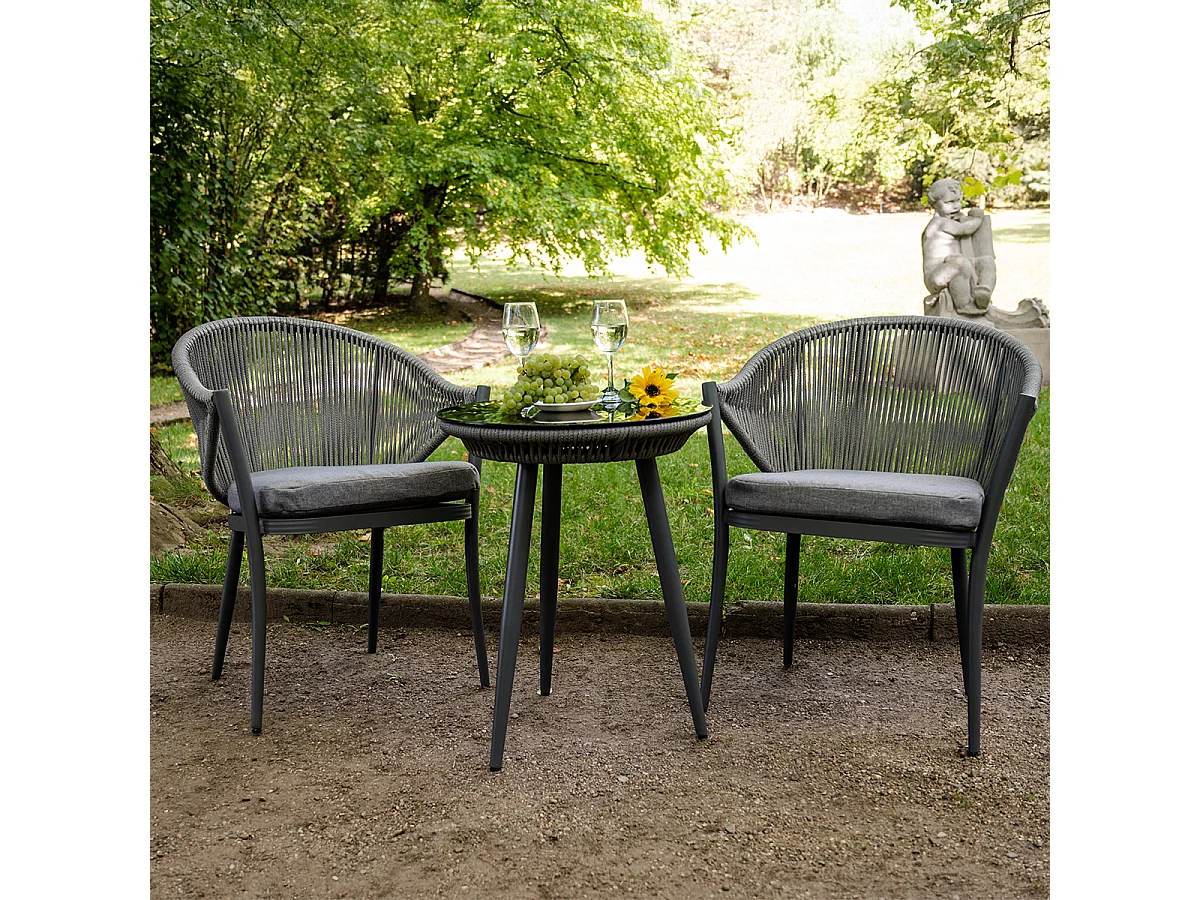 Set di mobili da giardino a 2 posti Palermo Grigio scuro