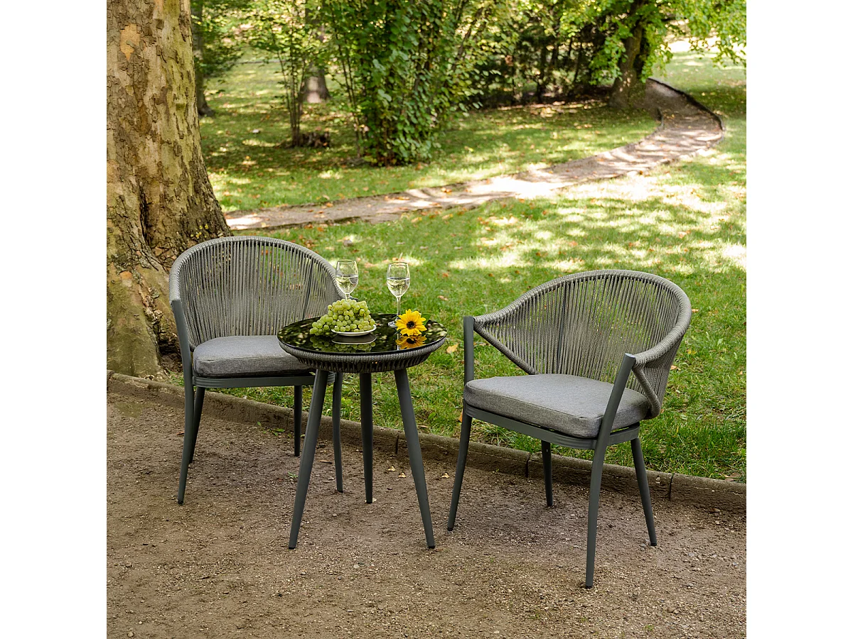Set di mobili da giardino a 2 posti Palermo Grigio scuro