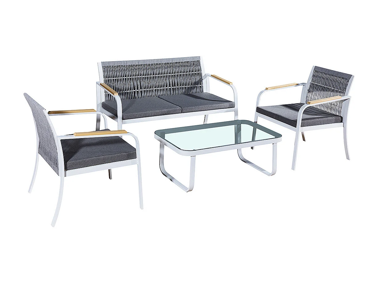 Set di mobili da giardino Ibiza 4 posti Grigio e Bianco