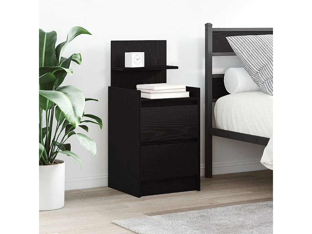 Comodini con 2 Cassetti 2 pz Rovere Nero 38x34x80 cm