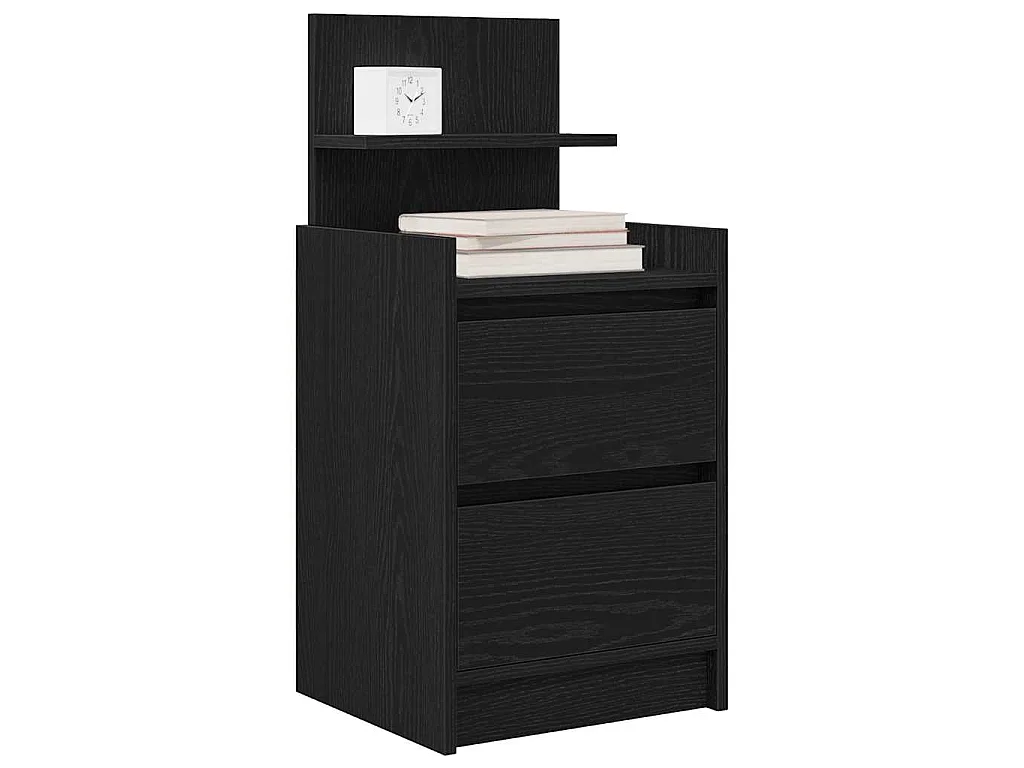 Comodini con 2 Cassetti 2 pz Rovere Nero 38x34x80 cm